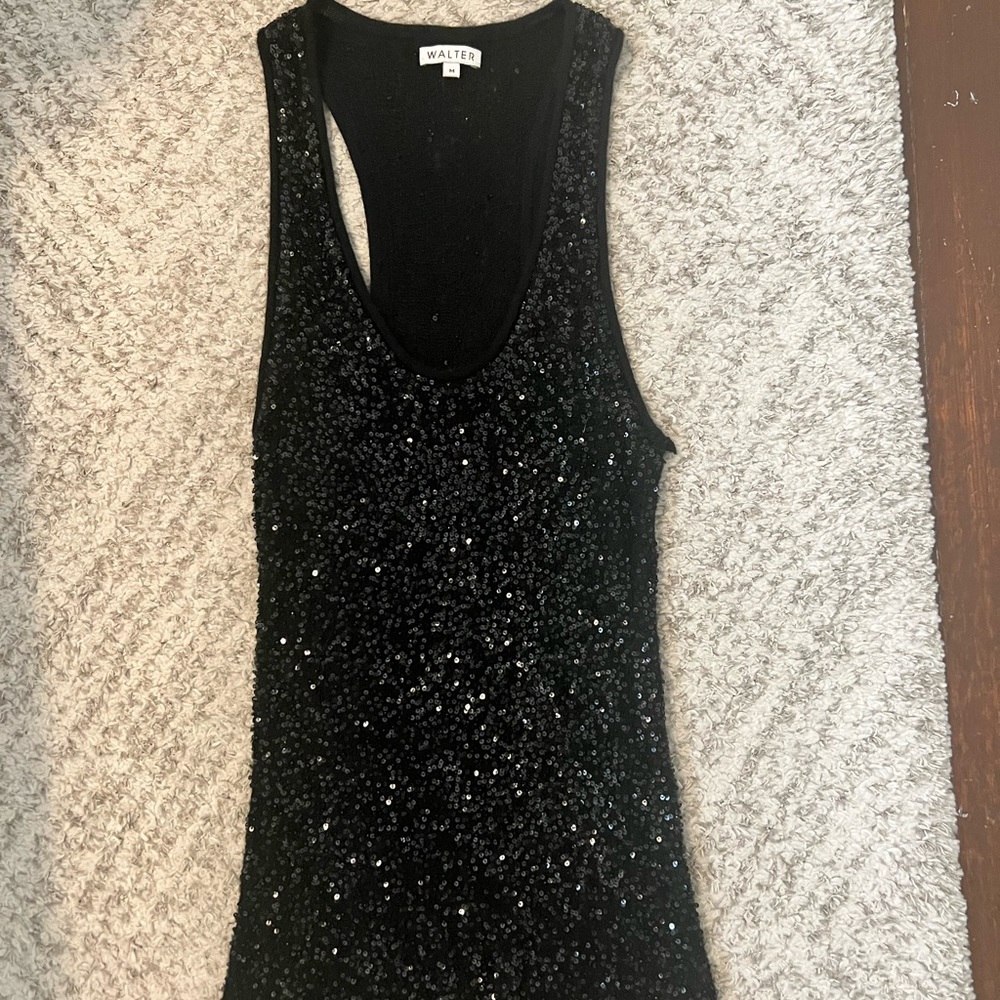 Black sequin tank